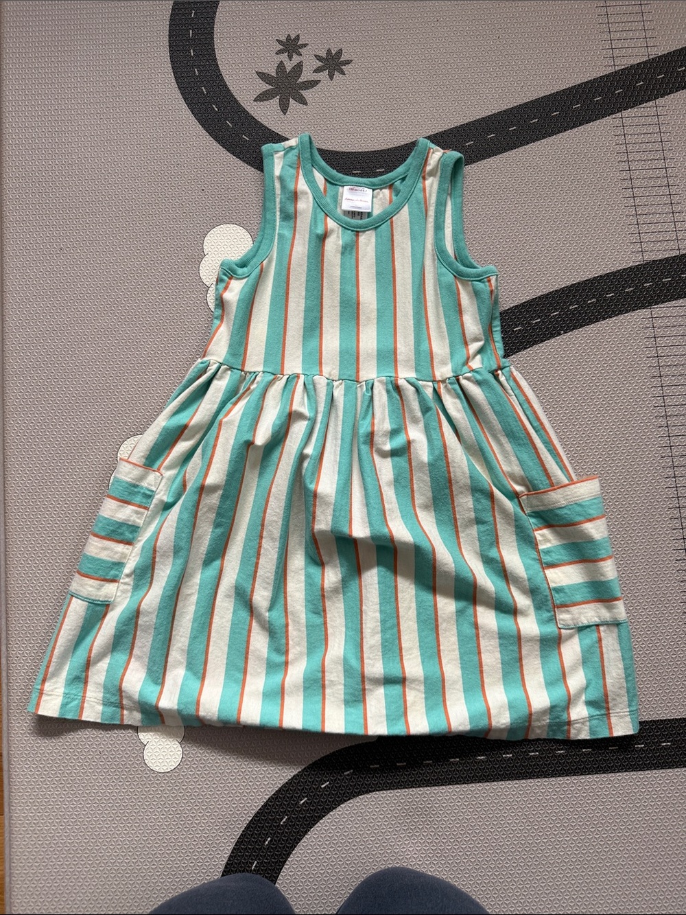 Girls' Striped Pocket Tank Dress - Mint & Cream